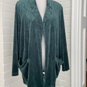 Talbots Women’s Size 2X Green Velvet-Valor Open Front Jacket Coat